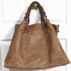 Isadora brown embossed leather convertible purse/crossbody